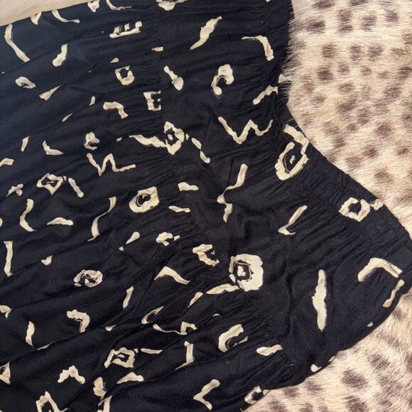 Vintage Black and Off White Abstract Drop Waist Skirt Sz 14 - Picture 4 of 6